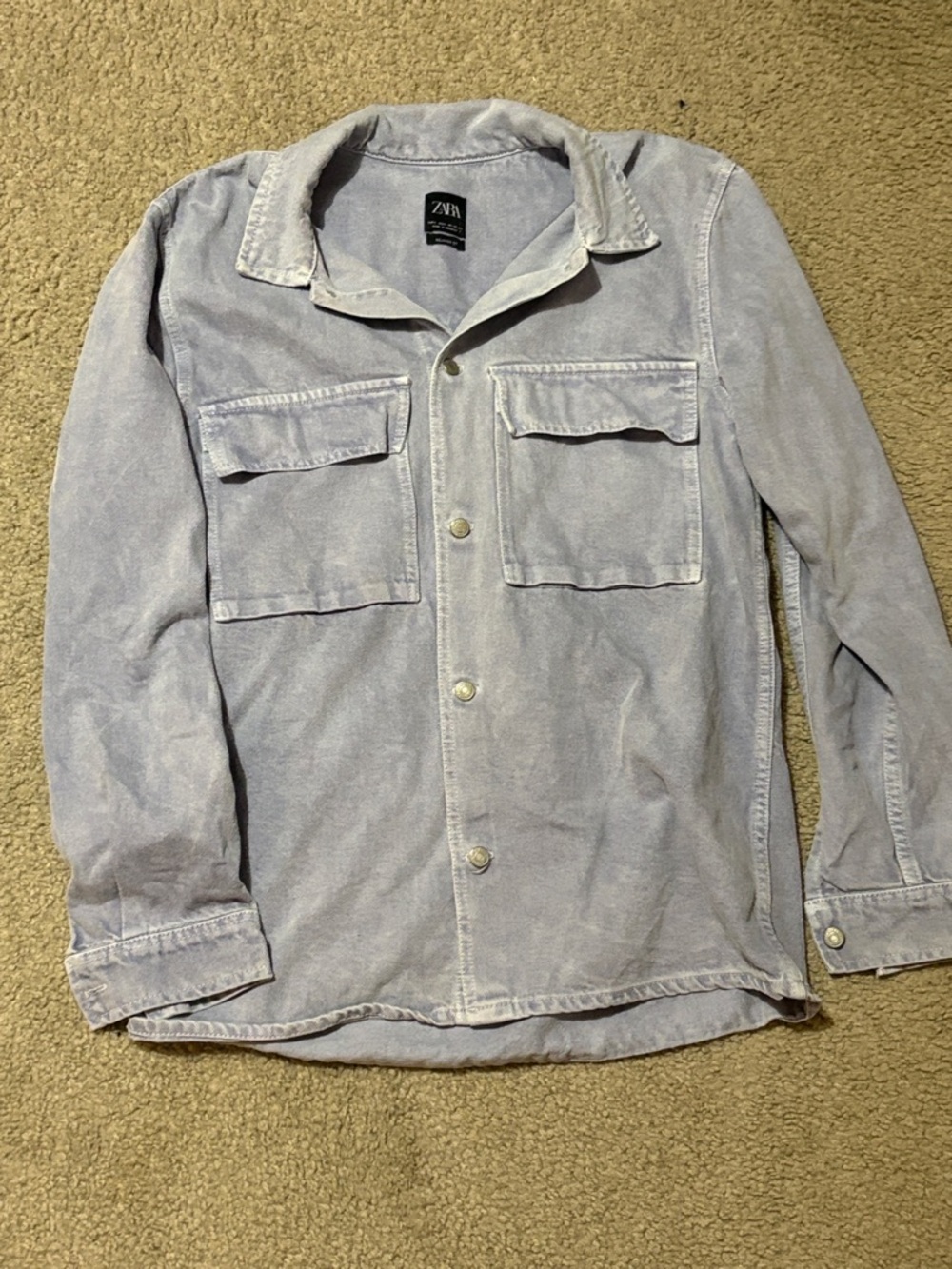 ZARA Men's Light robins egg blue  Button-Up Utility size L Jacket